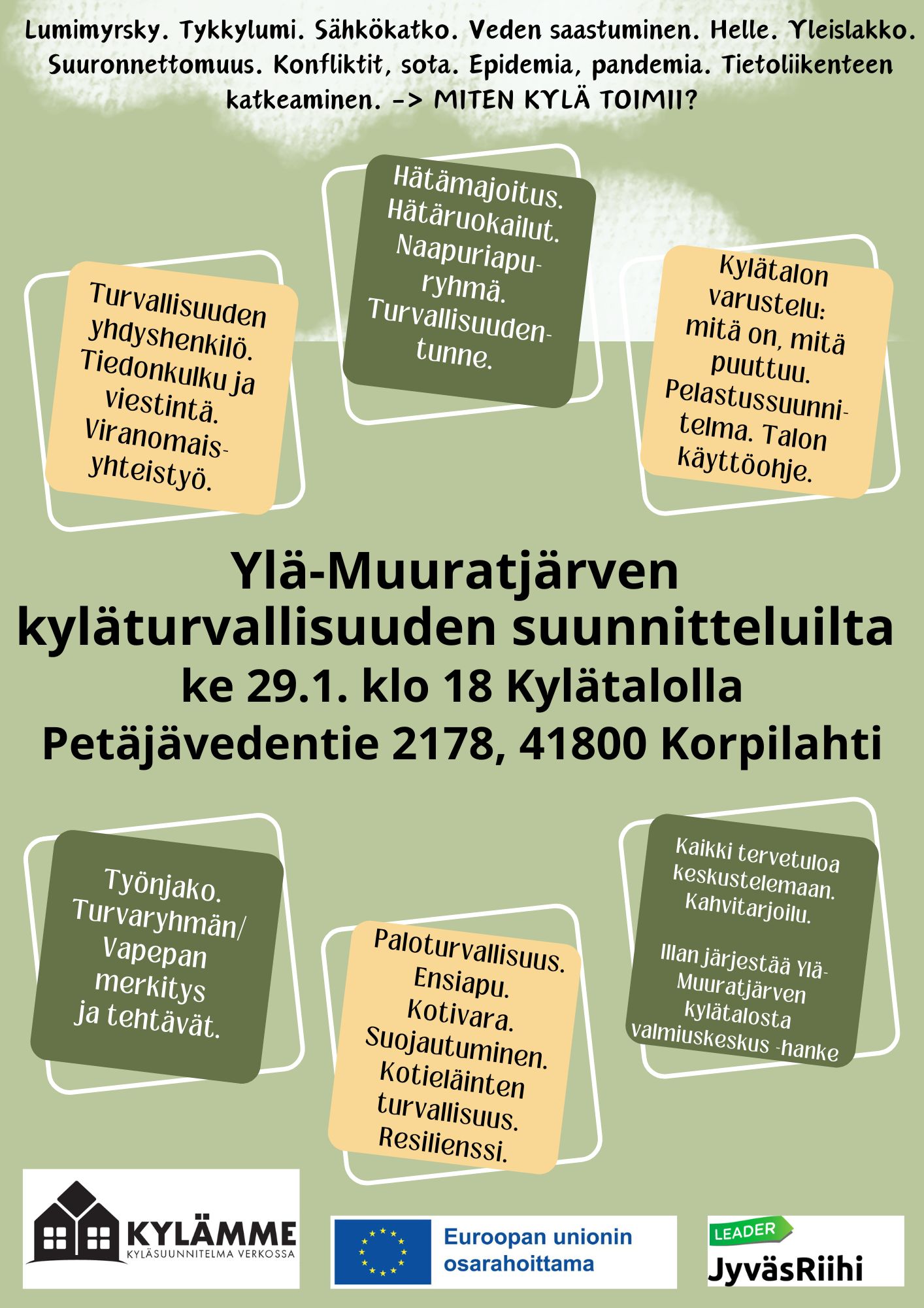 Kyläturvallisuuden suunnitteluilta ke 29.1. klo 18