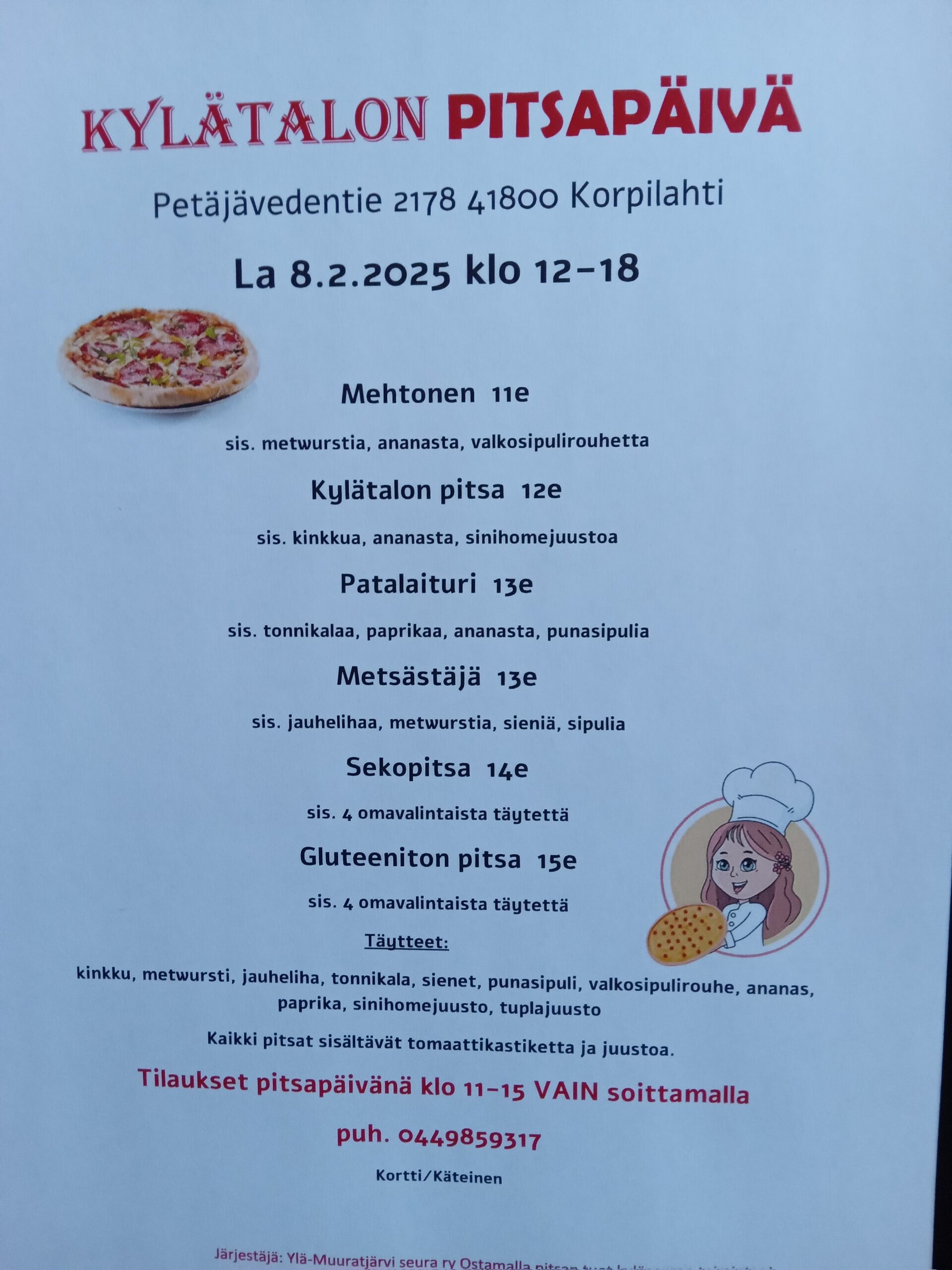 Pitsapäivä on täällä jälleen la 8.2.!