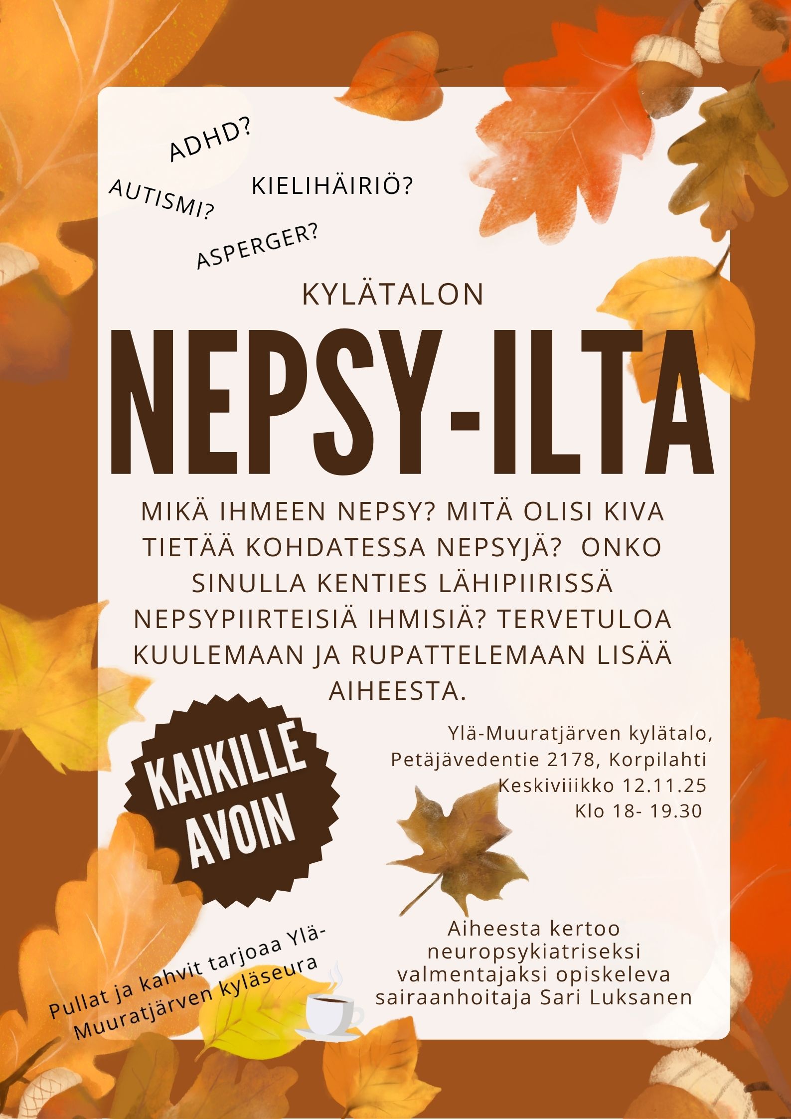 Kylätalon Nepsy-ilta 12.11.25 klo 18